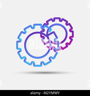 Engrenage, engrenage, moteur, mécanisme à l'entrelacé superposée sur l'icône de la ligne créative. Liquide vecteur mode icône d'engrenage 3d, logo, signe ou emblème sur fond blanc Illustration de Vecteur