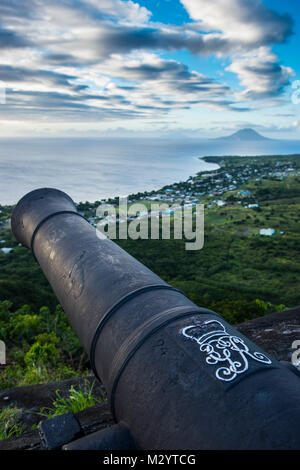 Voir à Saint-eustache à partir de l'Unesco world heritage, la forteresse de Brimstone Hill Saint-Kitts et Nevis, Caraïbes Banque D'Images