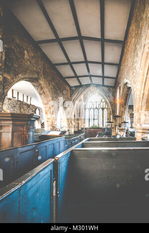 Boîte de très rares bancs de l'ancienne église Holy Trinity, Goodramgate, York, connu pour avoir exceptionnellement coin dans les boîtes de la famille plutôt que de bancs. Banque D'Images