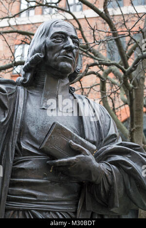 Londres, Angleterre, février 2018, une vue d'une statue de John Wesley Banque D'Images