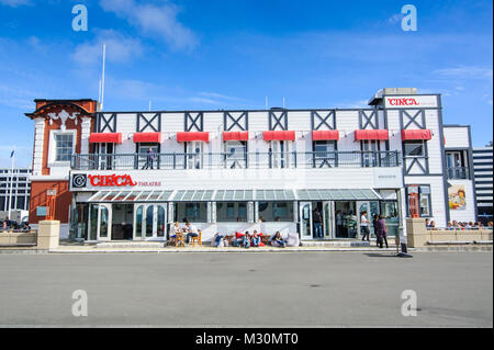 Restaurants autour du port de Lambton, Wellington, Île du Nord, Nouvelle-Zélande Banque D'Images