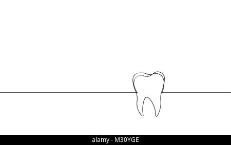 Seule ligne anatomiques art dent humaine silhouette. La médecine contre l'émail sain molaire cavité racine concept design journée mondiale de la santé bucco-dentaire un croquis silhouette vector illustration Illustration de Vecteur