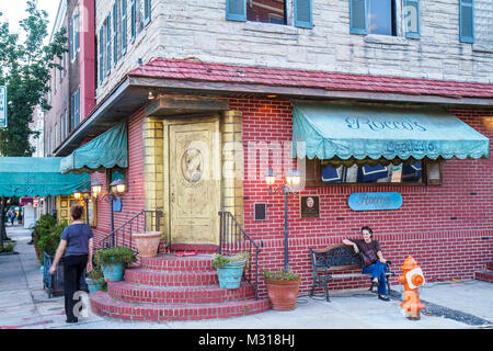 Baltimore Maryland, quartier de Little Italy, Rocco's Capriccio, restaurant restaurants cuisine restauration cafés, cuisine italienne, entrée, devant, murale, porte Banque D'Images