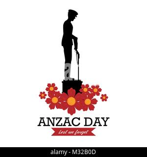 Avec l'affiche de la journée de l'ANZAC soldat qui monte la garde Illustration de Vecteur
