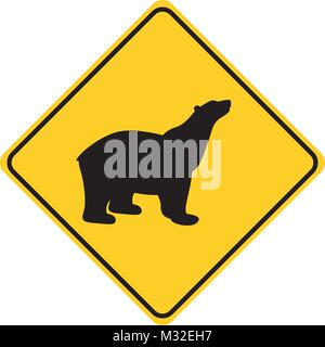 Silhouette d'ours jaune signe de la circulation des animaux vector illustration Illustration de Vecteur