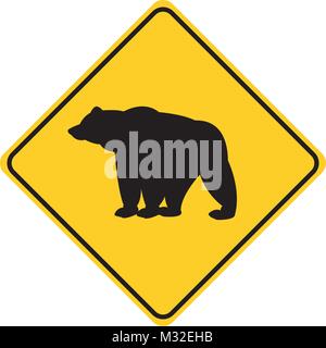 Silhouette d'ours jaune signe de la circulation des animaux vector illustration Illustration de Vecteur