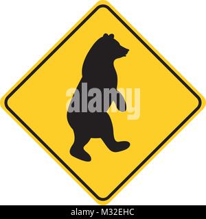 Silhouette d'ours jaune signe de la circulation des animaux vector illustration Illustration de Vecteur