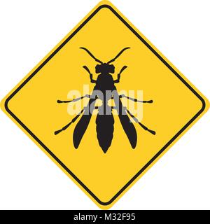 Signe de la circulation des animaux silhouette wasp vector jaune Illustration de Vecteur