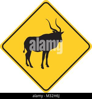 Signe de la circulation des animaux antilope silhouette vector jaune Illustration de Vecteur