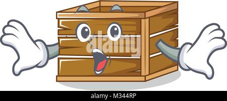 Surpris crate mascot cartoon style Illustration de Vecteur