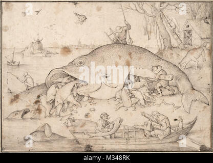 Pieter Bruegel l'ancien, les gros poissons mangent les petits poissons, Bruegel, tirage d'un imprimé, 1556 Banque D'Images