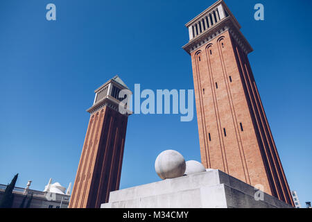 Détails de Plaça de Espanya, du Musée National de Barcelone. Espagne Banque D'Images