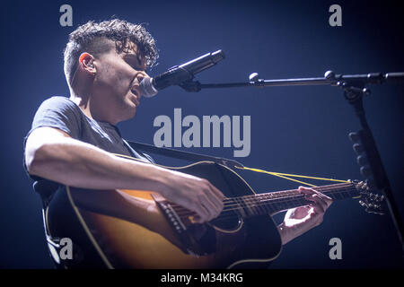 Danemark, copenhague - Febrauary 8, 2018. Le chanteur, auteur-compositeur et musicien Alex Vargas effectue un concert live au Royal Arena à Copenhague. (Photo crédit : Gonzales Photo - Thomas Rasmussen). Banque D'Images