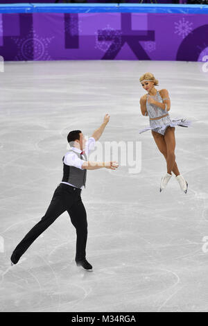 Aljona SAVCHENKO / Bruno MASSOT (GER), Action. L'équipe de patinage artistique de l'événement, programme court, du patinage en couple, Paarlauf Eiskunstlaufen.Gangneung Ice Arena, 09.02.2018. Olympische Winterspiele 2018, vom 09.02. - 25.02.2018 à PyeongChang/ Suedkorea. Dans le monde d'utilisation | Banque D'Images