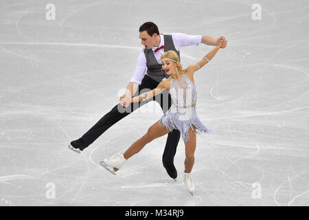 Aljona SAVCHENKO / Bruno MASSOT (GER), Action. L'équipe de patinage artistique de l'événement, programme court, du patinage en couple, Paarlauf Eiskunstlaufen.Gangneung Ice Arena, 09.02.2018. Olympische Winterspiele 2018, vom 09.02. - 25.02.2018 à PyeongChang/ Suedkorea. Dans le monde d'utilisation | Banque D'Images