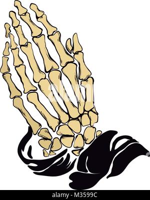 Vector illustration - priant mains squelette Illustration de Vecteur