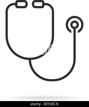 Fine ligne noire simple icône stéthoscope Illustration de Vecteur