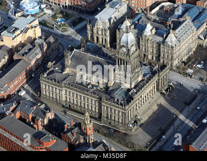 Vue aérienne de l'Hôtel de ville de Leeds, UK Banque D'Images