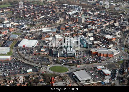 Vue aérienne du centre-ville de St Helens, Merseyside, Royaume-Uni Banque D'Images