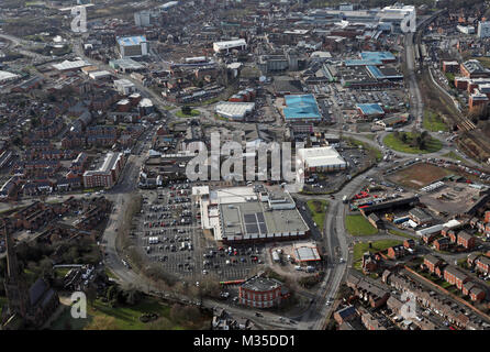 Vue aérienne du centre-ville de Warrington, Cheshire, Royaume-Uni Banque D'Images