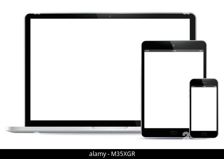 Tablet PC, portable, téléphone intelligent Vector illustration. Illustration de Vecteur