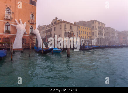 Grand canal Venise dans la brume matinale lagoon city Italie Voyage Europe world heritage Banque D'Images