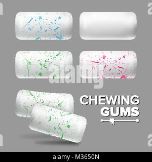 Les chewing-gums blanc vecteur. Chewing-gum réaliste. Rouge, Vert, Bleu des inclusions. Illustration isolé Illustration de Vecteur