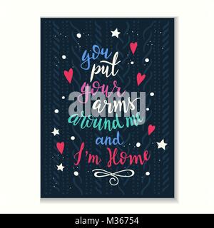 Carte de la Saint-Valentin avec une inscription chaud sur l'amour . Carte postale du vecteur . Illustration de Vecteur