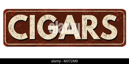 Les cigares vintage métal rouillé signe sur un fond blanc, vector illustration Illustration de Vecteur