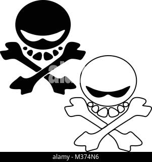 Caricature tête de mort logo vector illustration Illustration de Vecteur