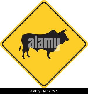 Signe de la circulation des animaux silhouette buffalo vector illustration jaune Illustration de Vecteur