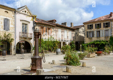 Labastide-d'Armagnac - une bastide fortifiée traditionnels dans les Landes, Sud Ouest France, Nouvelle-Aquitaine Banque D'Images