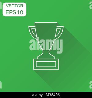 Trophy cup icône. Concept d'affaires gagnant trophy pictogramme. Vector illustration sur fond vert à l'ombre. Illustration de Vecteur