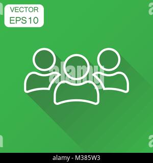 Icône de groupe de personnes. Concept d'affaires personnes en style de ligne pictogramme. Vector illustration sur fond vert à l'ombre. Illustration de Vecteur