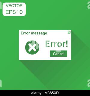 L'icône de message d'avertissement d'erreur. Concept d'affaires pictogramme alerte virus. Vector illustration sur fond vert à l'ombre. Illustration de Vecteur
