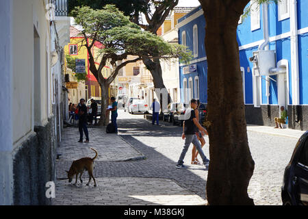 Street à Mindelo, île de Sao Vincente, Cap Vert Banque D'Images