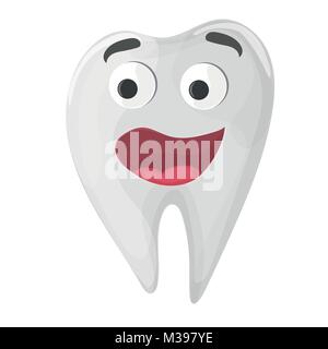 Dent saine cute cartoon character sur fond blanc - vector Illustration de Vecteur
