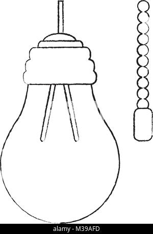 Lampe suspendue avec ampoule électrique avec chaîne Illustration de Vecteur