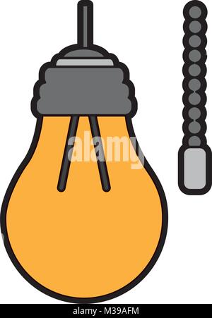 Lampe suspendue avec ampoule électrique avec chaîne Illustration de Vecteur