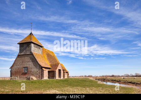 Le 18e siècle, l'église de St Thomas Becket à Fairfield, UN Romney Marsh, Kent, Angleterre, encore en usage aujourd'hui Banque D'Images