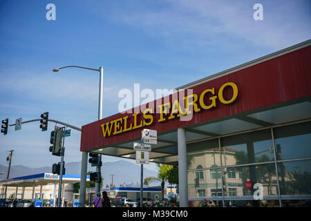 Los Angeles, JAN 7 : Vue extérieure de la célèbre Wells Fargo Bank le Jan 7, 2018 à Los Angeles, Californie Banque D'Images