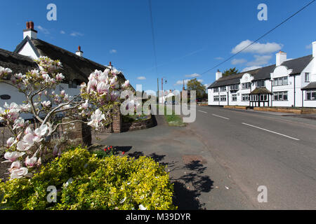 Village de Handley, Angleterre. Vue pittoresque de printemps Handley : l'artère principale. Banque D'Images