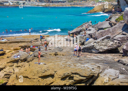 Baie Mackenzies et plage adjacente à Bronte beach dans la banlieue est de Sydney, Nouvelle Galles du Sud, Australie Banque D'Images