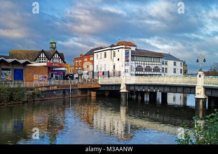 UK,Taunton Somerset,Pont,traversant la rivière Tone Banque D'Images