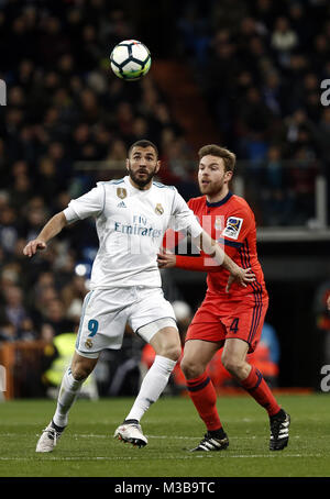 Madrid, Espagne. 10 fév, 2018. Karim Benzema (Real Madrid) en action lors du match 12 février 2018 Madrid Espagne Le Real Madrid et le Real Sociedad au stade Santiago Bernabeu Crédit : Manu Haiti/SOPA/ZUMA/Alamy Fil Live News Banque D'Images