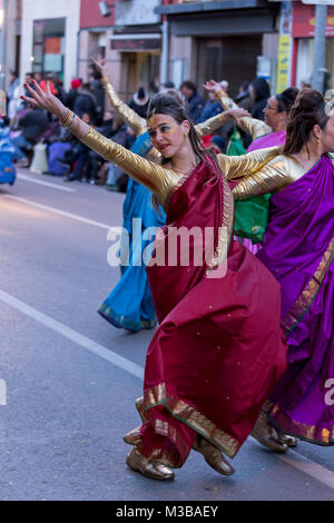 Palamos, Espagne. 10 Février, 2018. Défilé traditionnel dans une petite ville de Palamos, en Catalogne, en Espagne . Crédit : Arpad Radoczy/Alamy Live News Banque D'Images