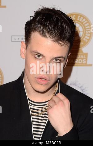 Los Angeles, CA, USA. Feb 8, 2018. Yungblud aux arrivées de 8e édition de la Guilde de superviseurs de musique Awards, le théâtre à l'Ace Hotel, Los Angeles, CA, le 8 février 2018. Credit : Priscilla Grant/Everett Collection/Alamy Live News Banque D'Images