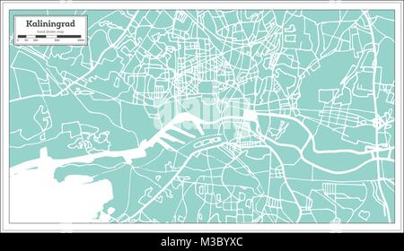 Kaliningrad Russie Plan de ville en style rétro. Une carte de Noël. Vector Illustration. Illustration de Vecteur