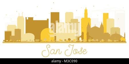 San Jose California USA City Skyline Silhouette d'or. Vector Illustration. Illustration de Vecteur