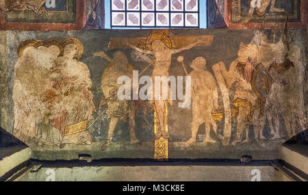 La fin des peintures murales romanes, autour de 1260, St Maria zur Hohe (Hohnekirche, Église de St Mary sur la colline), à Soest, en Rhénanie du Nord-Westphalie, Allemagne Banque D'Images